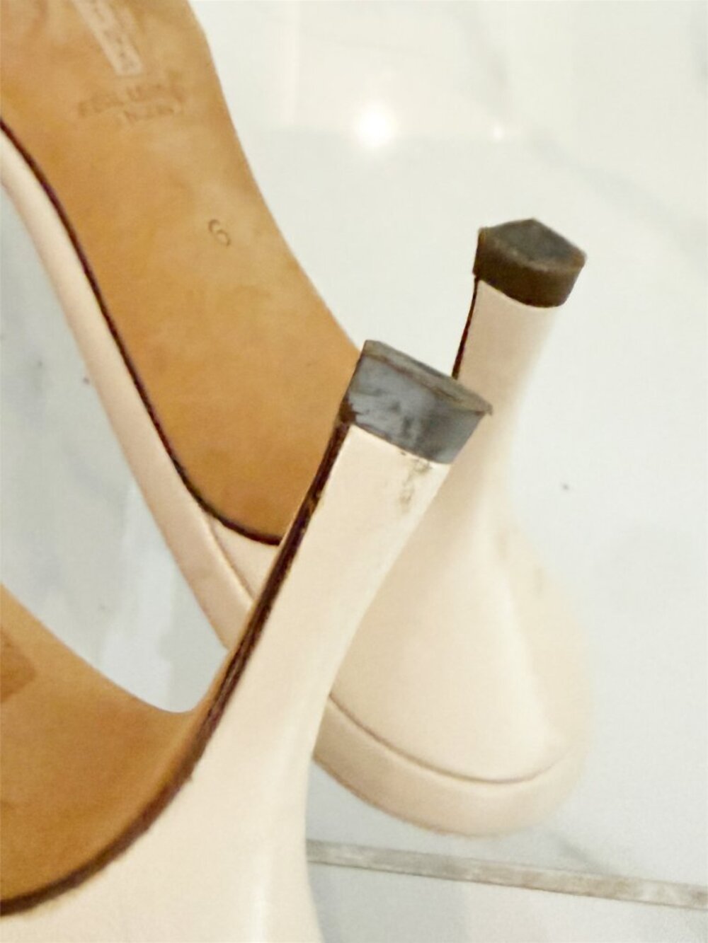 GINA Twist Leather in Bone Slide Heel Sandal 6 - Picture 8 of 10